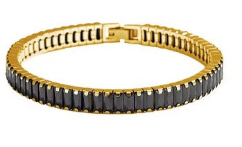 PULSERA TENNIS BAGUETTE GOLD & WHITE/BLACK